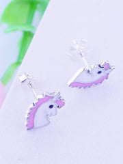 Load image into Gallery viewer, Earrings unicorn silver 925 and zircon - Maison Ming