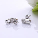 Load image into Gallery viewer, Earrings Locked Shiny silver 925 zircon
