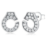 Load image into Gallery viewer, Earrings shiny handcuffs silver 925 and zircon - Maison Ming
