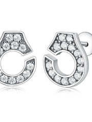 Load image into Gallery viewer, Earrings shiny handcuffs silver 925 and zircon - Maison Ming