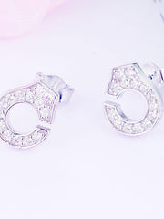 Load image into Gallery viewer, Earrings shiny handcuffs silver 925 and zircon - Maison Ming