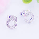 Load image into Gallery viewer, Earrings shiny handcuffs silver 925 and zircon - Maison Ming
