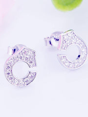 Load image into Gallery viewer, Earrings shiny handcuffs silver 925 and zircon - Maison Ming