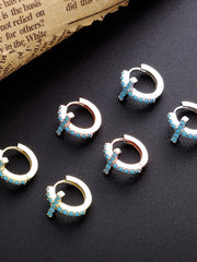 Load image into Gallery viewer, Earrings Cross Colored silver 925 zircon