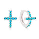 Load image into Gallery viewer, Earrings Cross Colored silver 925 zircon
