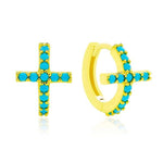 Load image into Gallery viewer, Earrings Cross Colored silver 925 zircon
