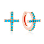 Load image into Gallery viewer, Earrings Cross Colored silver 925 zircon
