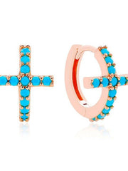 Load image into Gallery viewer, Earrings Cross Colored silver 925 zircon
