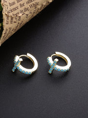 Load image into Gallery viewer, Earrings Cross Colored silver 925 zircon
