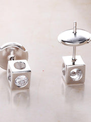 Load image into Gallery viewer, Earrings shiny cube silver 925 - Maison Ming