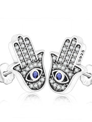 Load image into Gallery viewer, Earrings oriental hand silver 925 and zircon - Maison Ming