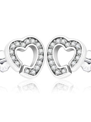 Load image into Gallery viewer, Earrings hearts silver 925 zircon - Maison Ming
