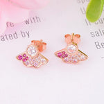 Load image into Gallery viewer, Earrings pink butterfly silver 925 zircon - Maison Ming
