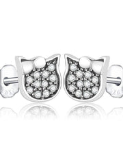 Load image into Gallery viewer, Earrings hello cat silver 925 and zircon - Maison Ming