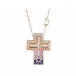 Load image into Gallery viewer, Necklace Rainbow Cross silver 925 zircon
