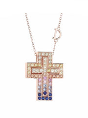 Load image into Gallery viewer, Necklace Rainbow Cross silver 925 zircon