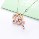 Load image into Gallery viewer, Necklace Rainbow Cross silver 925 zircon
