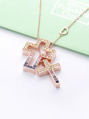 Load image into Gallery viewer, Necklace Rainbow Cross silver 925 zircon