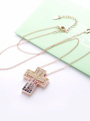 Load image into Gallery viewer, Necklace Rainbow Cross silver 925 zircon