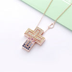 Load image into Gallery viewer, Necklace Rainbow Cross silver 925 zircon
