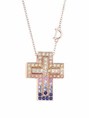 Load image into Gallery viewer, Necklace Rainbow Cross silver 925 zircon