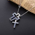 Load image into Gallery viewer, Necklace Blue Cross silver 925 zircon
