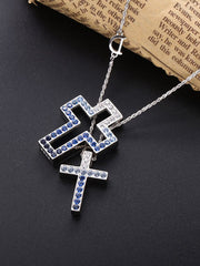 Load image into Gallery viewer, Necklace Blue Cross silver 925 zircon