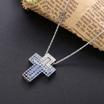 Load image into Gallery viewer, Necklace Blue Cross silver 925 zircon
