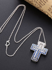 Load image into Gallery viewer, Necklace Blue Cross silver 925 zircon