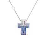 Load image into Gallery viewer, Necklace Blue Cross silver 925 zircon
