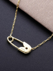 Load image into Gallery viewer, Necklace Golden Paperclip silver 925 zircon