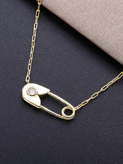 Load image into Gallery viewer, Necklace Golden Paperclip silver 925 zircon