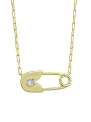 Load image into Gallery viewer, Necklace Golden Paperclip silver 925 zircon