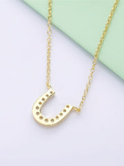 Load image into Gallery viewer, Necklace Horseshoe silver 925 zircon