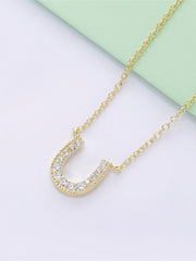 Load image into Gallery viewer, Necklace Horseshoe silver 925 zircon