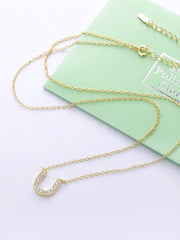 Load image into Gallery viewer, Necklace Horseshoe silver 925 zircon