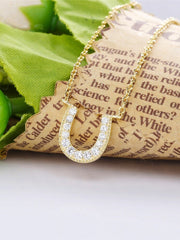 Load image into Gallery viewer, Necklace Horseshoe silver 925 zircon