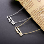 Load image into Gallery viewer, Necklace Padlocked Paperclip silver 925 zircon

