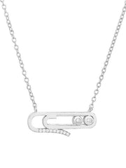 Load image into Gallery viewer, Necklace Padlocked Paperclip silver 925 zircon