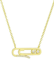 Load image into Gallery viewer, Necklace Padlocked Paperclip silver 925 zircon